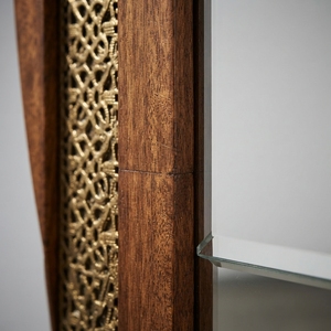 Miroir mural en bois avec cadre brun, miroir décoratif contemporain pour salle de bain, chambre à coucher, hôtel, sans électricité, 4 mm - Product Image 2