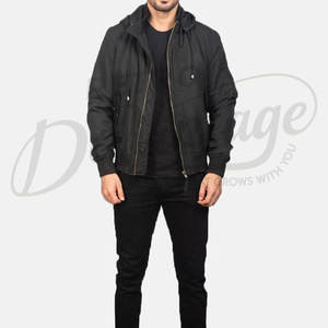 Chaqueta Bomber Negra Personalizada para Hombre, Ligera, Cortavientos, Informal, Estilo Varsity, Ajustada, con Cierre - Product Image 4