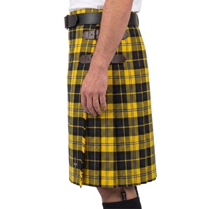 <b>Men's</b> Macleod Lewis Modern Scottish Tartan <b>Kilt</b> Yellow <b>Black</b> Plaid Traditional Pleated <b>Kilt</b> with Belt - Product Image 3
