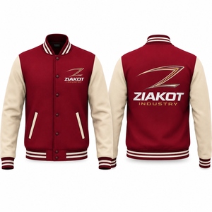 ZIAKOT <b>Men's</b> Pink White <b>Varsity</b> <b>Jacket</b> With Dripping Print Streetwear Style Regular Fit Autumn Winter Wear - Product Image 6