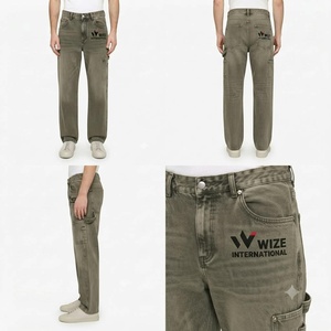 WIZE INTERNATIONAL <b>Men's</b> Olive <b>Green</b> Straight Fit <b>Cargo</b> <b>Pants</b> High Waist Button Fly Multiple Pockets Workwear Style Autumn - Product Image 5