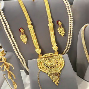 Venta al por mayor de joyería de moda 14K 18K 24K Micro chapado en oro largo, formando collares largos, conjunto de joyería larga de diseño floral tradicional - Product Image 3