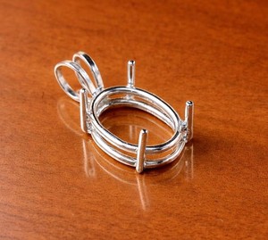 Handmade 925 Silver 8x10mm Oval 4 Prong Semi Mount Charm Pendant Empty Stone Setting DIY Keepsake Resin Filling Jewelry Findings - Product Image 3
