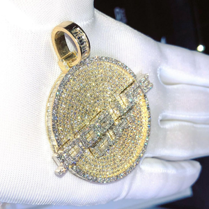 Collar de Lujo con Colgante de Letra de Moissanita Iced Out, Oro Rosa, Estilo Hip Hop, con Aspecto de Diamante VVS, para Fiesta - Product Image 5