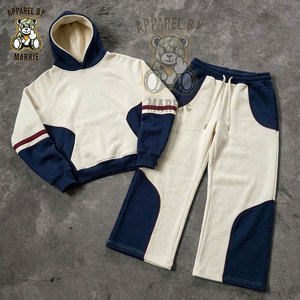 Ensemble de survêtement streetwear en mélange de coton de haute qualité pour hommes, coupe régulière, sweat à capuche et pantalon de survêtement, vente en gros OEM, marque privée - Product Image 2