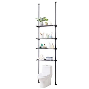 Étagère de rangement réglable à 4 niveaux pour toilettes, 53'-132" de hauteur, en acier à faible teneur en carbone, étagère de salle de bain écologique - Product Image 5