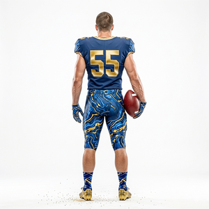 Vêtements de sport de qualité supérieure, uniforme de football américain de couleur bleu royal avec une touche dorée, vêtements de sport très demandés, sur mesure - Product Image 6