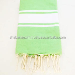 Serviette Peshtemal de hammam turc à rayures légères et écologiques Serviette de fouta verte 100% coton à séchage rapide - Product Image 1