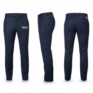 Pantalon décontracté vert uni pour homme, taille mi-haute, fermeture boutonnée, coupe droite, logo lettre sur la jambe gauche, tissu tissé - Product Image 5