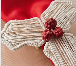 Anillo para servilletas de tela clásico de lujo con forma de hoja y acento de bayas, decoración de mesa, soporte duradero para servilletas para cenas festivas - Product Image 2