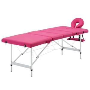 Table de massage pliable en aluminium rose à 4 zones et lit de massage - Product Image 1