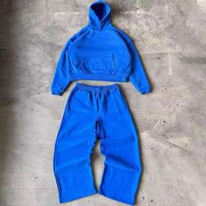 Chándal Azul Sólido con Capucha para Hombre, Corte Regular, Casual, con Bolsillos Laterales, Poliéster/Algodón, Transpirable y Ligero para Invierno - Product Image 2