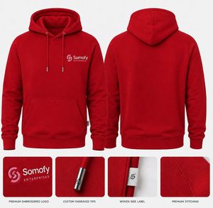 เสื้อฮู้ดสีแดงสำหรับผู้หญิง ยี่ห้อโซโมฟี่ ผ้าฝ้ายฟลีซ 100% ปักลายด้านหน้า ออกแบบเองได้ ทรงปกติ เหมาะสำหรับใส่ในฤดูหนาว ผ้าหนา 320 กรัม - Product Image 2