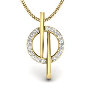 Colgante de oro amarillo con diamantes de corte brillante redondo, diseño minimalista para uso diario. - Product Image 1