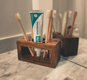 Wholesale Customised Design Solid Wood Toothbrush Holder Facewash Holder Elegant For <b>Bathroom</b> Storage Organizer - Product Image 6