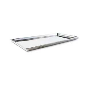 Plateau de service rectangulaire en métal argenté martelé, plateau brillant en aluminium avec poignées latérales, plateau de luxe pour aliments et organisateur de table basse - Product Image 1