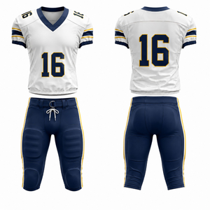 Conjunto de Uniforme de Fútbol Americano para Hombre, Color Blanco y Azul Marino, Número 16, Cuello en V, Manga Corta, Transpirable, Pantalones con Cordón Ajustable, Lexon Industries - Product Image 1