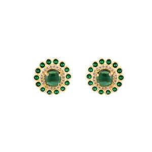 Mancuernillas de Lujo con Cristales Verdes Chapadas en Oro para Hombre, con Piedra Redonda, Accesorios Formales para Camisa, Regalo de Boda o Negocios, Mancuernillas de Diseño - Product Image 2