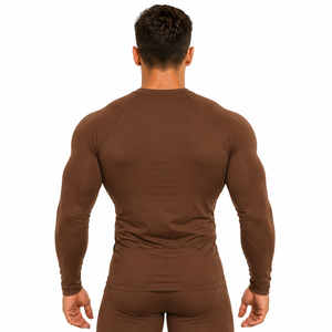 <b>Men</b> Rash Guard Solid Color <b>Compression</b> <b>Shirt</b> High Quality Gym Top Breathable Long Sleeve Athletic Underwear Fitness Sportswear - Product Image 3