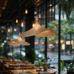 Abat-jour en bambou tressé en gros pour éclairage d'ambiance, couvercle de lampe de plafond couleur neutre, décoration intérieure durable, ODM OEM - Product Image 2