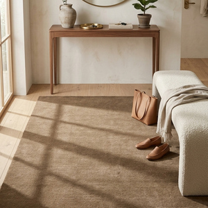 Alfombra de Lana Gruesa Antideslizante Tejida a Mano, Diseño Geométrico Sólido Beige, Estilo Moderno Minimalista, Color Marrón Claro, para Sala de Estar, Superventas - Product Image 6