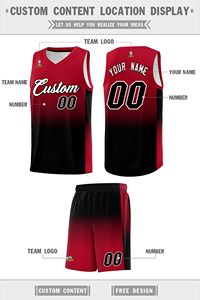 Conjunto de Uniforme de Baloncesto Personalizado, Degradado Rojo y Negro, Sublimado, Cuello en V, Sin Mangas, Transpirable, Ropa Deportiva de Malla Unisex para Adultos - Product Image 3