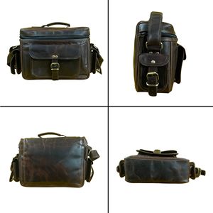 Sac pour appareil photo reflex numérique en cuir véritable Madosh avec fermeture à glissière pour la photographie de voyage |   Sac bandoulière vintage marron - Product Image 2