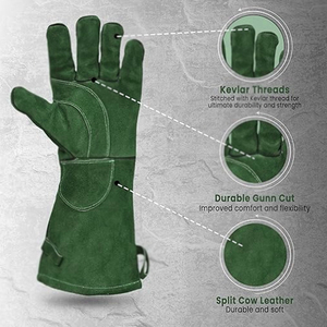 Gants de travail pour soudeurs en cuir de qualité supérieure, résistants à la chaleur, renforcés en cuir de vachette pleine fleur, pour la sécurité des mains lors du soudage. - Product Image 3