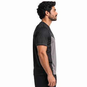 Camiseta Deportiva de Manga Corta para Hombre, con Bloques de Color, de Secado Rápido, Transpirable, Corte Regular, Cuello Redondo, para Entrenamiento y Gimnasio, 100% Algodón - Product Image 2