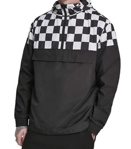 Hooded Collar Quarter Zip <b>Windbreaker</b> <b>Mens</b> Jacket with Embroidery Waterproof & Windproof Jacket - Product Image 2