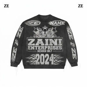 Sudadera de Felpa Negra Vintage de 450 GSM, Algodón Grueso, con Estampado Desgastado y Logotipo Personalizado - Product Image 1