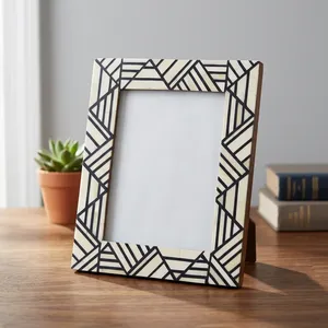 Handcrafted Agate Quartz Marble Geometric Mosaic Photo <b>Frame</b> Natural Stone Tabletop Decorative Picture Display - Product Image 1