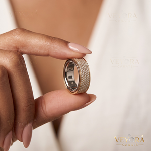 Funda Protectora de Lujo para Anillo con Incrustaciones de Moissanita en Plata 925 de Varias Filas - Product Image 2