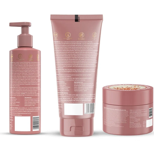 Kit de soin capillaire lissant à la kératine végétale et à l'huile de lin nourrissante : shampoing, après-shampoing et masque capillaire pour le contrôle des frisottis - Product Image 2