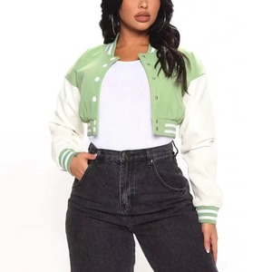Hot Selling Women Varsity Jacket Letterman Style <b>Wool</b> Leather Sleeve Jacket for Ladies Custom Logo OEM Design Wholesale - Product Image 4