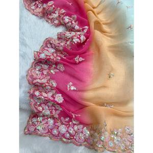 Sari de soirée de créateur avec broderie de sequins, élégant pour les occasions festives - Product Image 2