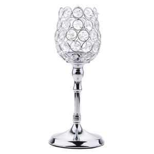 Pilar de copa de cristal chapado en oro y aluminio para mesa central - Product Image 3