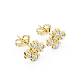 Boucles d'oreilles en diamant de laboratoire taille ronde, or jaune 14K 18K, clous en diamant à quatre pierres en forme de croix, 0,55 carat DEF VVS, bijoux fins pour femme, ODM - Product Image 4