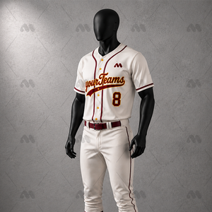 Custom Breathable OEM Service Unisex Adult Baseball Uniform Set Short Sleeve Jersey <b>Button</b>-Up Pants Teamwear Sports Kit 100% - Product Image 2
