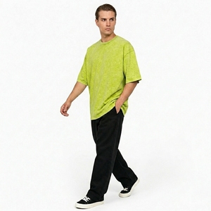 T-shirt Homme Oversize Délavé à l'Acide Tendance Mode Coupe Ample Décontractée Streetwear Été - Product Image 1
