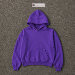 เสื้อฮู้ดซิปเต็มสีม่วงสำหรับผู้ชาย พรีเมียม โอเวอร์ไซส์ สตรีทแวร์ ลายจุดเล็กๆ ผ้าฟลีซ เสื้อแจ็คเก็ตมีฮู้ดลำลอง แฟชั่นฤดูหนาว เสื้อสเวตเชิ้ต - Product Image 5