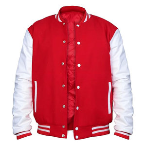 Blousons universitaires d'hiver pour hommes, style Letterman, Baseball, College, Bomber, avec col montant, corps en laine de qualité supérieure et manches en cuir véritable, classiques - Product Image 5
