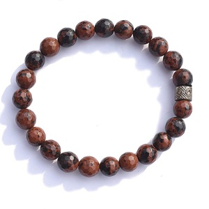 สร้อยข้อมือหินมะฮอกกานีออบซิเดียนเจียระไนคริสตัลเรกิหินจักระเจียระไนแบบธรรมชาติ - Product Image 1