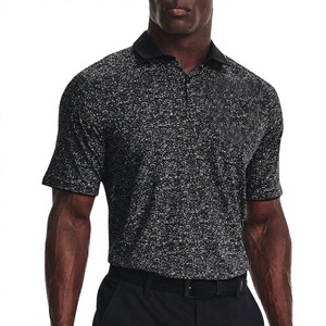 Polo à manches courtes en tricot pour homme, imprimé à pois noir et blanc, décontracté, respirant, coupe classique - Product Image 1