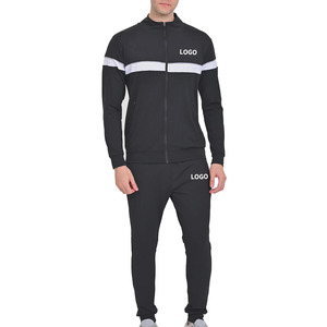 Ensembles de survêtements de sport personnalisés imprimés coupe-vent pour hommes, légers, avec fermeture éclair, noirs, vente en gros - Product Image 1
