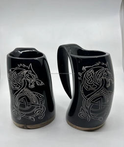 Logotipo personalizable Tazas de acero inoxidable Acabado a mano Diseño vikingo natural para café y cerveza Técnica pulida con tapa - Product Image 1