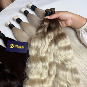 Venta al por mayor de fábrica de cabello vietnamita a granel de alta calidad, extensiones de cabello ondulado personalizadas, sin sintéticos, con longitud de 10 a 34 pulgadas. - Product Image 3