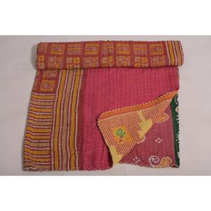 Couverture Kantha Imprimée Faite à la Main, Motif Floral Indien, en Coton Lavable, Écologique, Style Bohème Vintage, Couvre-lit Réversible - Product Image 5