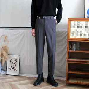 <b>Mens</b> High Waist Straight Fit <b>Trousers</b> In Beige Black Gray <b>White</b> And Light Gray With Side Pockets Anti-Wrinkle Smart Casual Style - Product Image 3