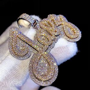 Pendentif Lettre Personnalisé en Argent Sterling 925, Bijou Hip Hop Personnalisé, Initiale Sertie de Moissanite, Style Luxe - Product Image 3